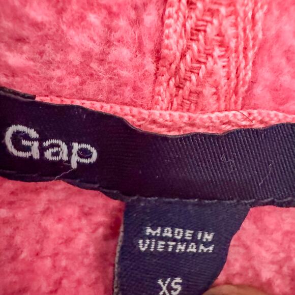 Vintage GAP Y2K Hot Pink Fleece Zip Up Hoodie | Thumbhole Cuffs (Size XS) - Picture 4 of 6